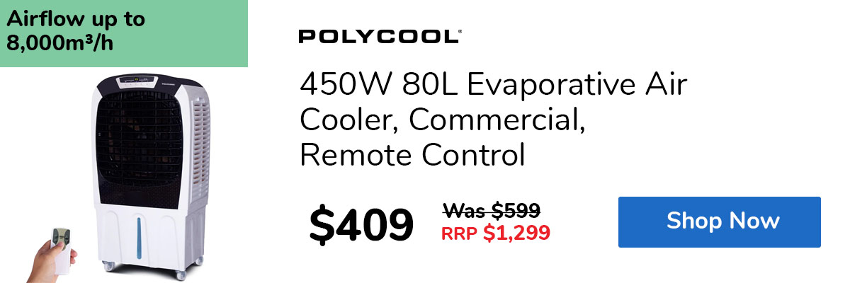 450W 80L Evaporative Air Cooler, Commercial, Remote Control