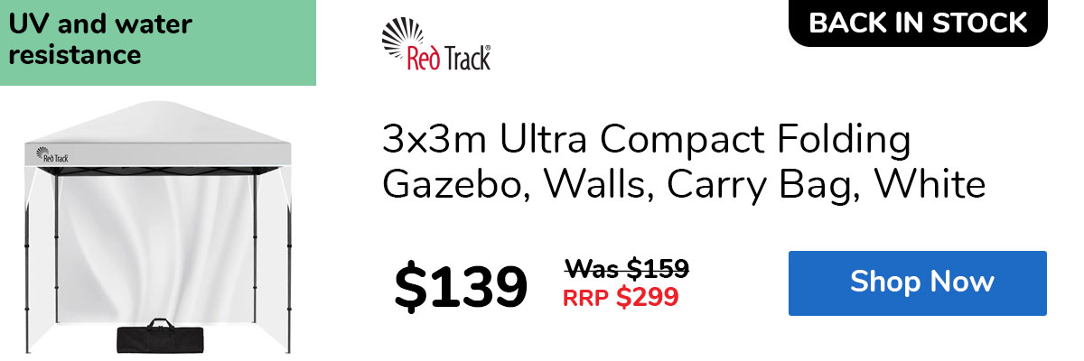 3x3m Ultra Compact Folding Gazebo, Walls, Carry Bag, White