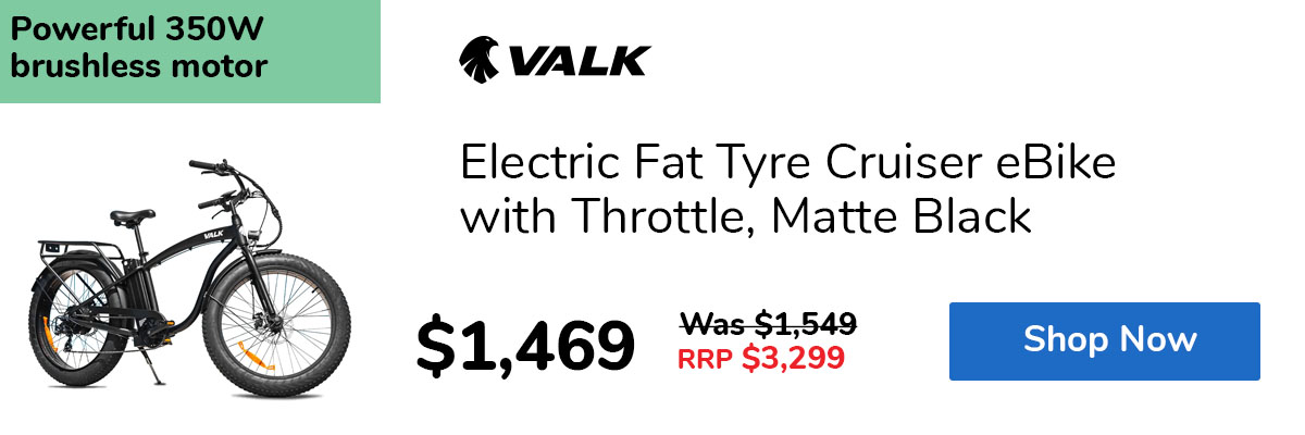 Electric Fat Tyre Cruiser eBike with Throttle, Matte Black