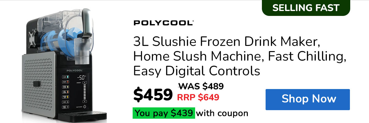 POLYCOOL 3L Slushie Frozen Drink Maker, Home Slush Machine, Fast Chilling, Easy Digital Controls