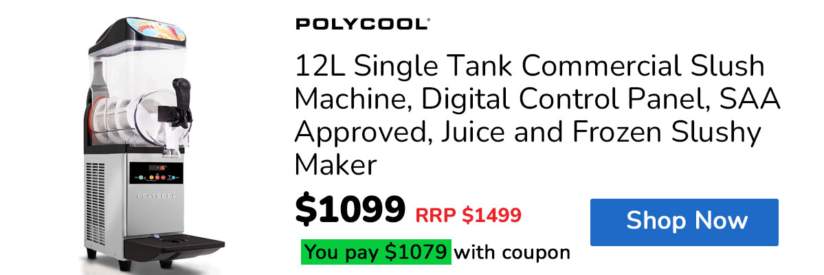 POLYCOOL 12L Single Tank Commercial Slush Machine, Digital Control Panel, SAA Approved, Juice and Frozen Slushy Maker