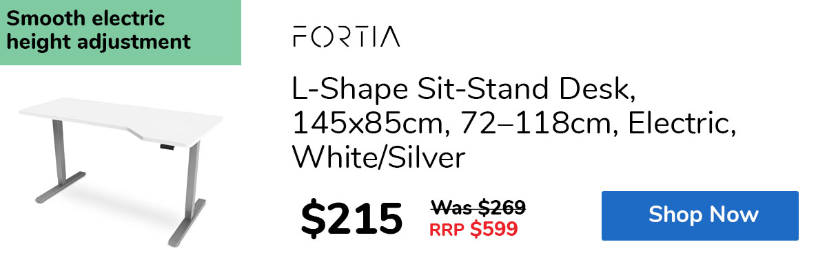 L-Shape Sit-Stand Desk, 145x85cm, 72–118cm, Electric, White/Silver
