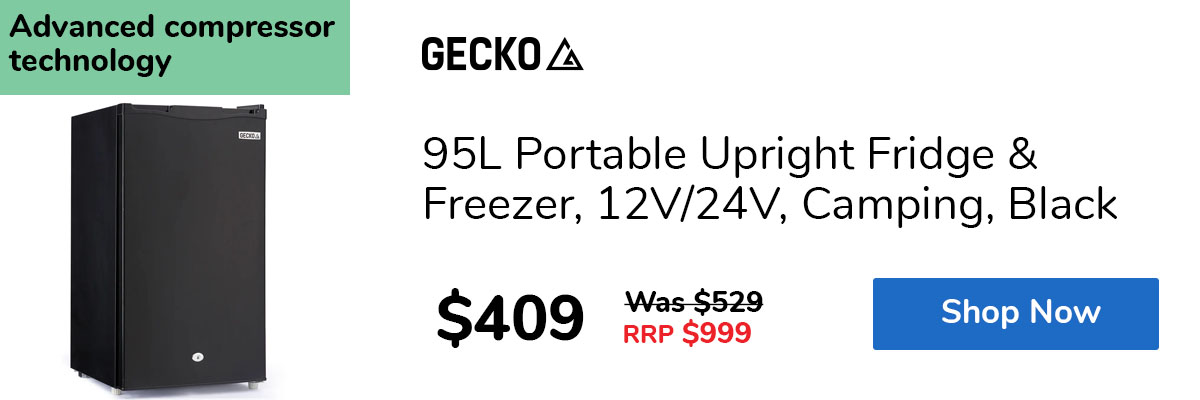 95L Portable Upright Fridge & Freezer, 12V/24V, Camping, Black