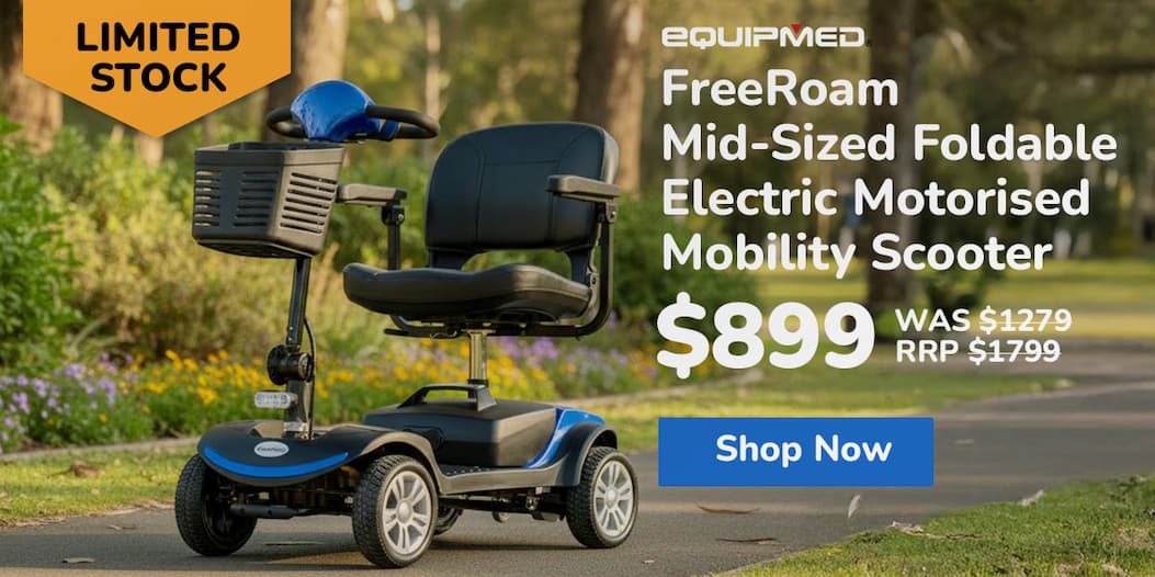 EQUIPMED FreeRoam Mid-Sized Foldable Electric Motorised Mobility Scooter - Blue