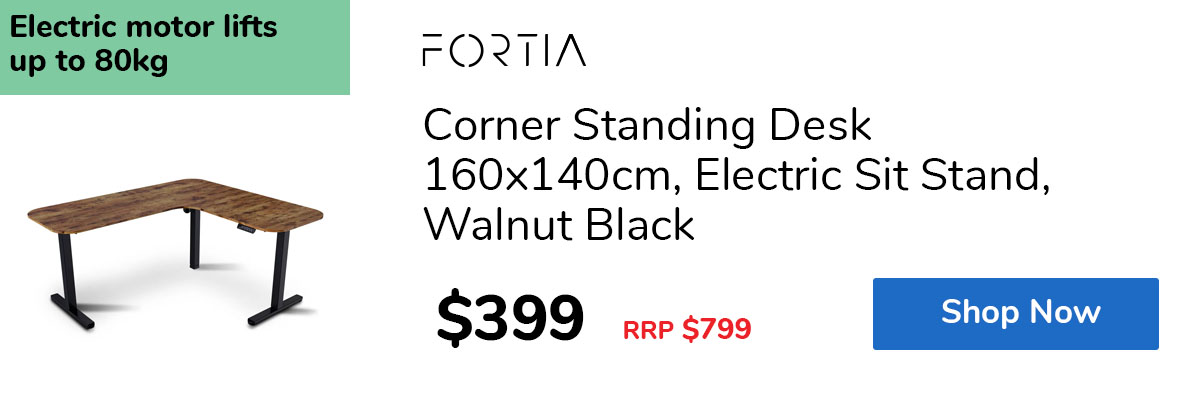 Corner Standing Desk 160x140cm, Electric Sit Stand, Walnut Black