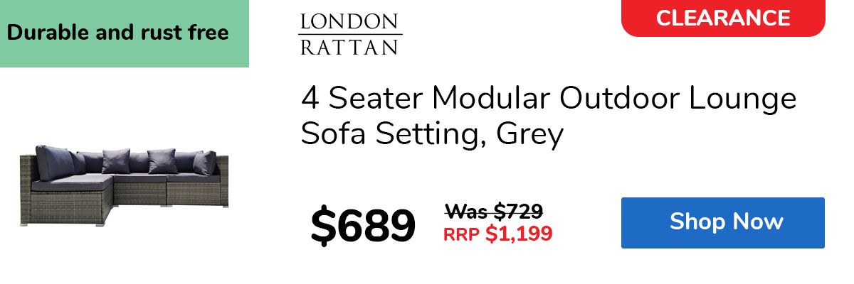 4 Seater Modular Outdoor Lounge Sofa Setting, Grey
