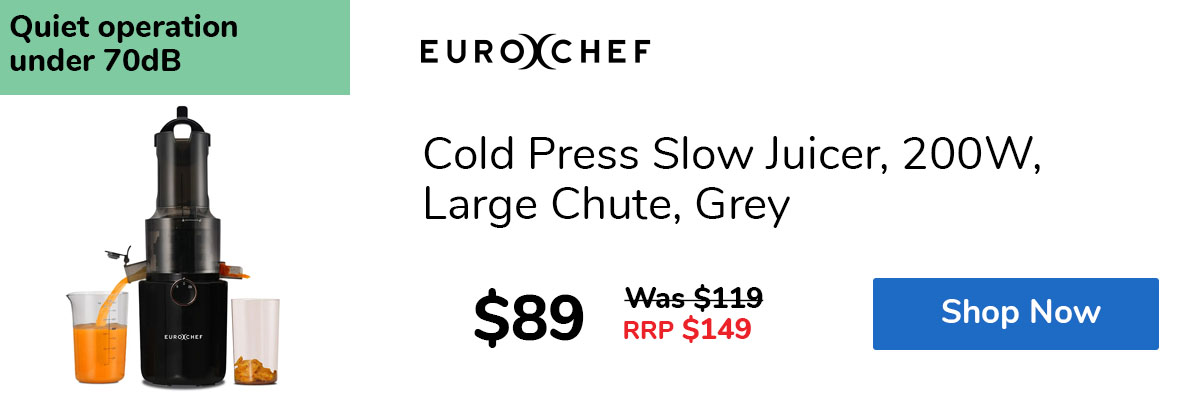 Cold Press Slow Juicer, 200W, Large Chute, Grey