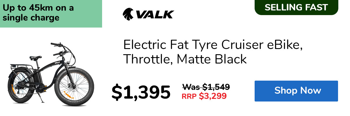 Electric Fat Tyre Cruiser eBike, Throttle, Matte Black