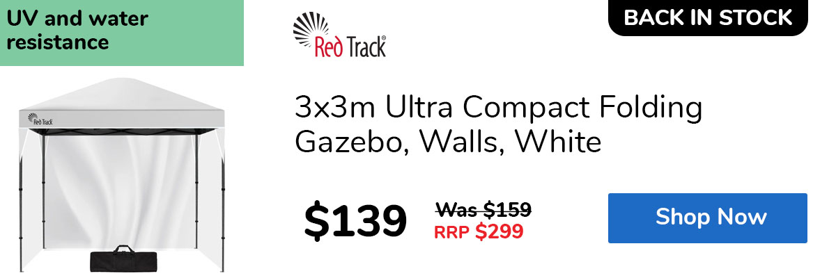 3x3m Ultra Compact Folding Gazebo, Walls, White