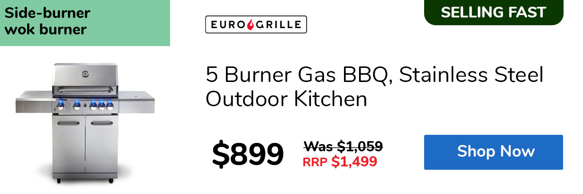 5 Burner Gas BBQ, Stainless Steel Outdoor Kitchen