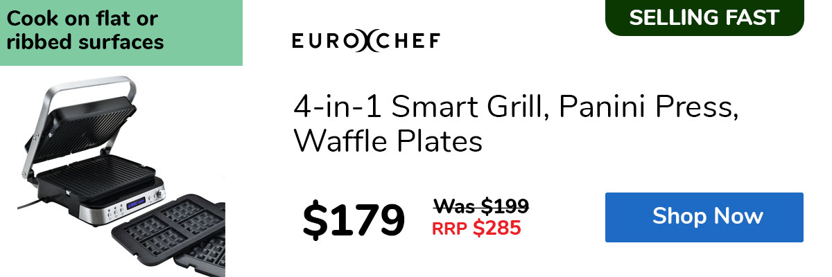 4-in-1 Smart Grill, Panini Press, Waffle Plates