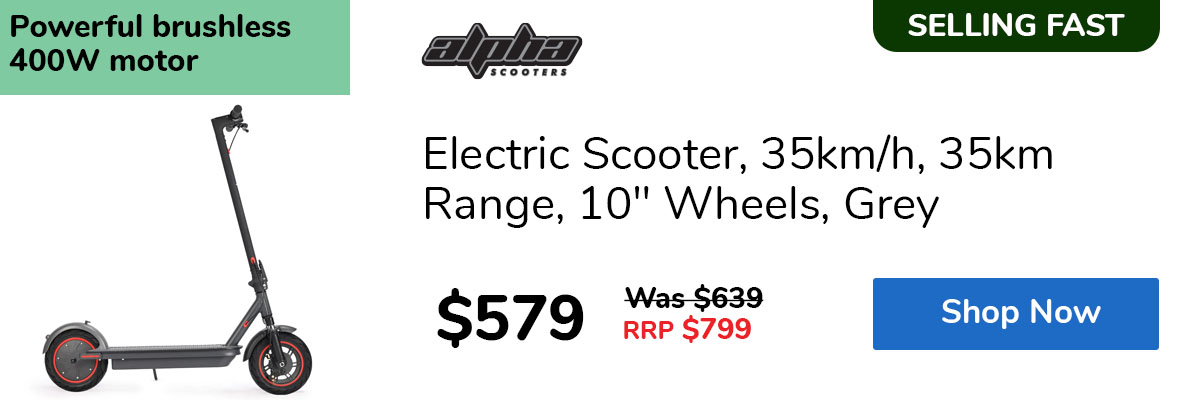 Electric Scooter, 35km/h, 35km Range, 10" Wheels, Grey