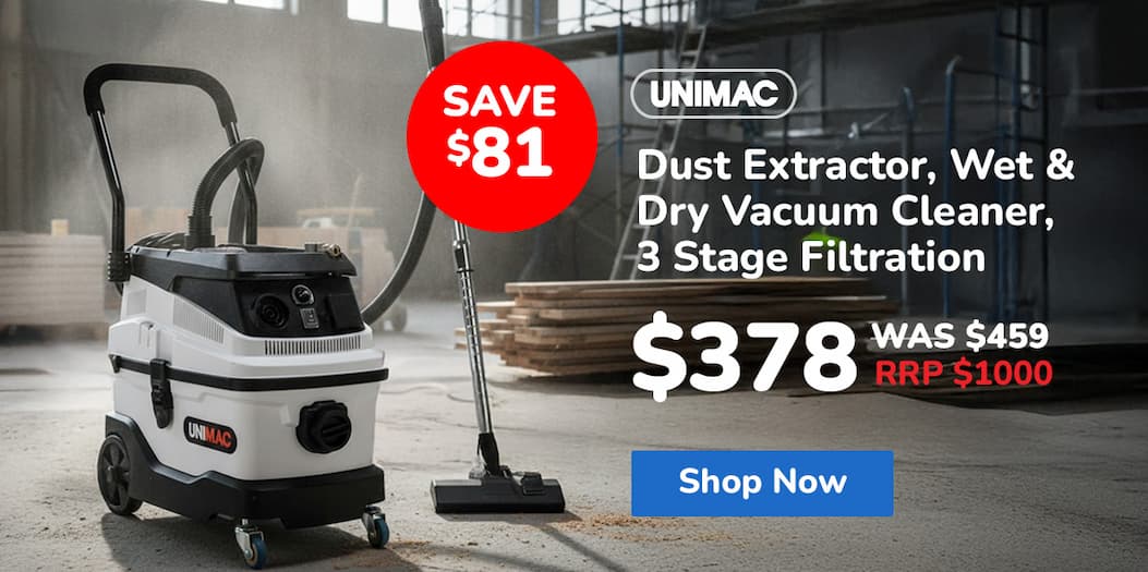 UNIMAC 30L Dust Extractor, Wet & Dry Vacuum Cleaner, 3 Stage Filtration, Water and HEPA filter, Power plus Air pass-through, Accessories