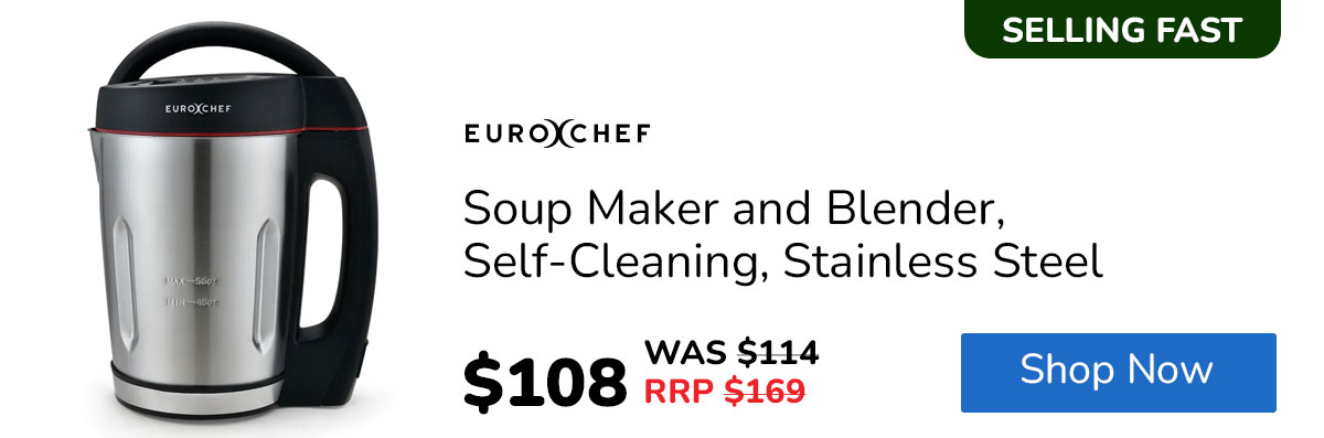 EUROCHEF Soup Maker and Blender, Self-Cleaning, Stainless Steel