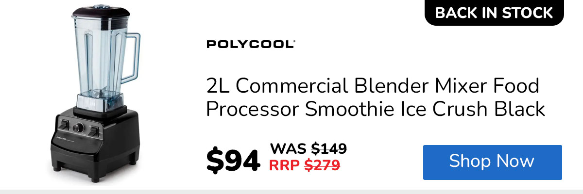 POLYCOOL 2L Commercial Blender Mixer Food Processor Smoothie Ice Crush Black