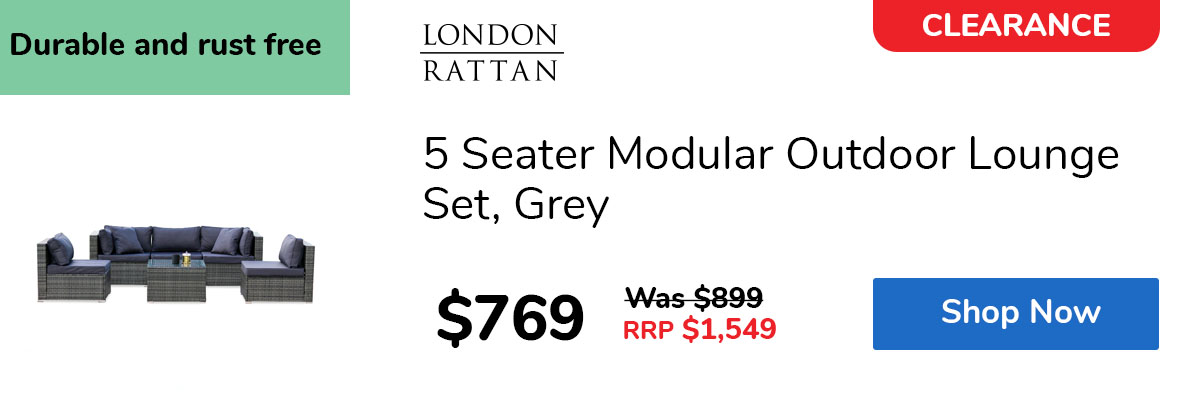 5 Seater Modular Outdoor Lounge Set, Grey