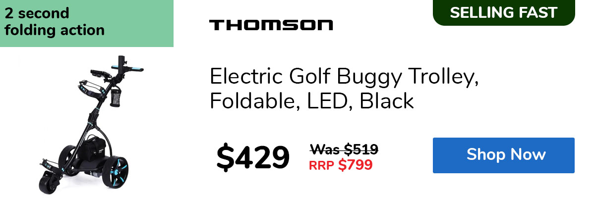 Electric Golf Buggy Trolley, Foldable, LED, Black