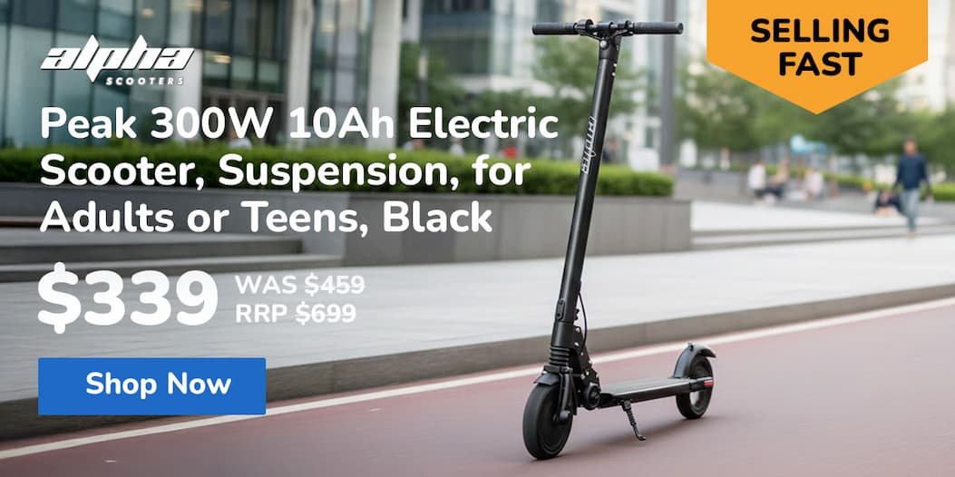 ALPHA Peak 300W 10Ah Electric Scooter, Suspension, for Adults or Teens, Black