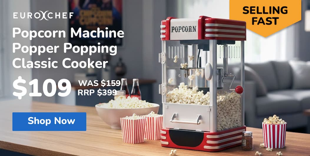 EuroChef Popcorn Machine - Popper Popping Classic Cooker