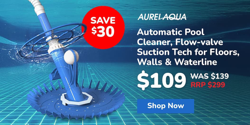 AURELAQUA Automatic Pool Cleaner, Flow-valve Suction Tech for Floors, Walls & Waterline