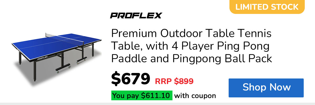 PROFLEX Premium Outdoor Table Tennis Table, with 4 Player Ping Pong Paddle and Pingpong Ball Pack