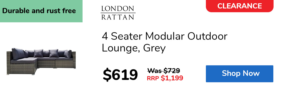 4 Seater Modular Outdoor Lounge, Grey