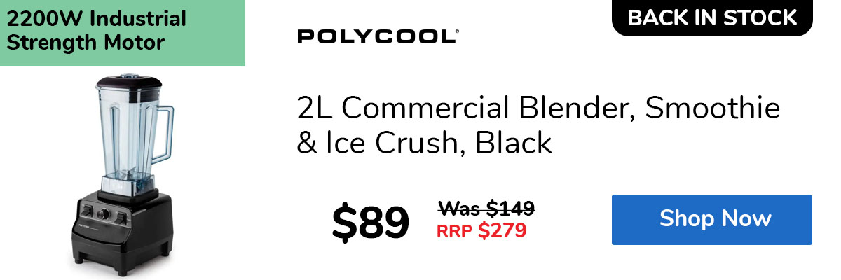 2L Commercial Blender, Smoothie & Ice Crush, Black