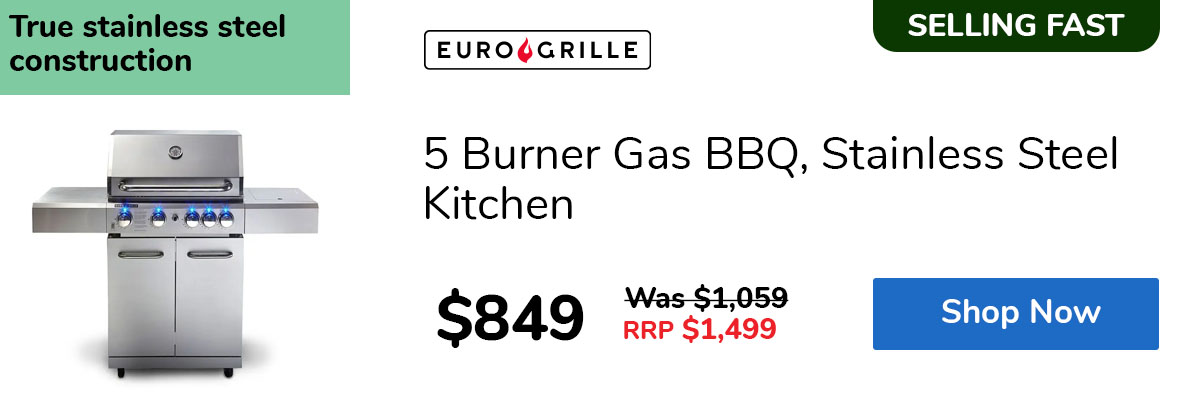 5 Burner Gas BBQ, Stainless Steel Kitchen
