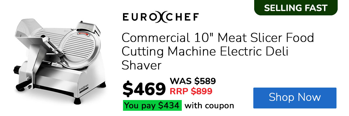 EuroChef Commercial 10" Meat Slicer Food Cutting Machine Electric Deli Shaver