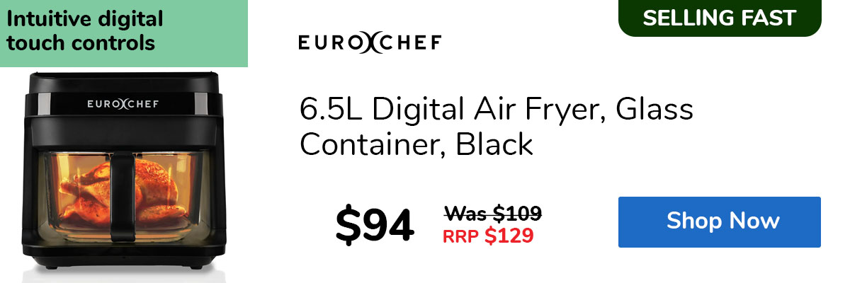 6.5L Digital Air Fryer, Glass Container, Black