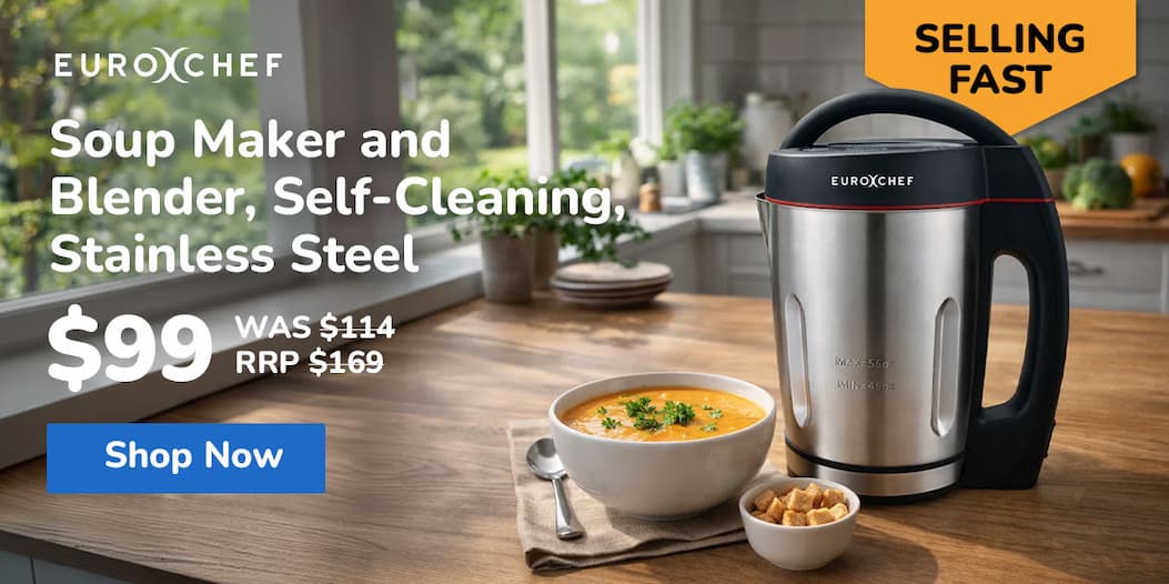 EUROCHEF Soup Maker and Blender, Self-Cleaning, Stainless Steel