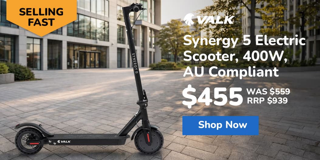 VALK Synergy 5 Electric Scooter, 400W, AU Compliant, Motorised eScooter for Adults, Black