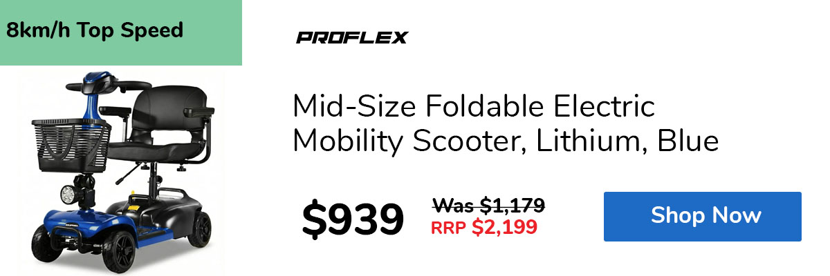 Mid-Size Foldable Electric Mobility Scooter, Lithium, Blue
