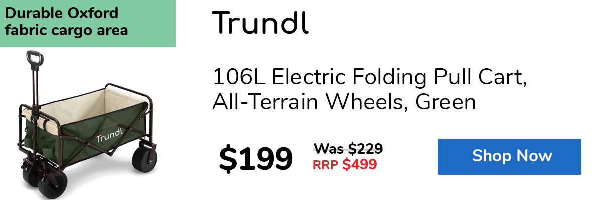 106L Electric Folding Pull Cart, All-Terrain Wheels, Green