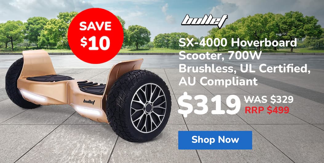 BULLET SX-4000 Hoverboard Scooter, 700W Brushless, UL Certified, AU Compliant, 8.5" Wheels, Superior Self Balancing System, LED Lights, Carry Bag, Bronze