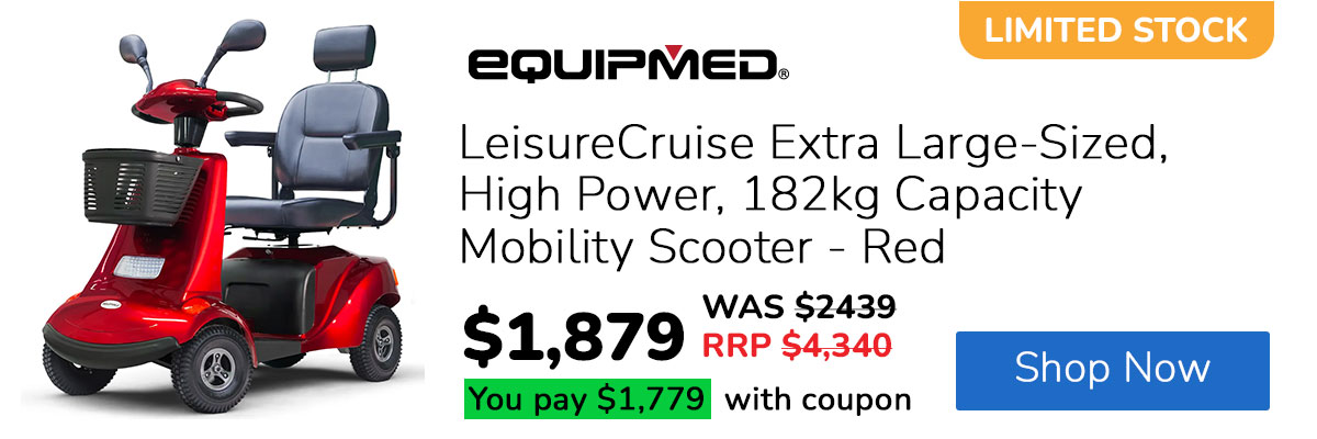 EQUIPMED LeisureCruise Extra Large-Sized, High Power, 182kg Capacity Mobility Scooter  - Red