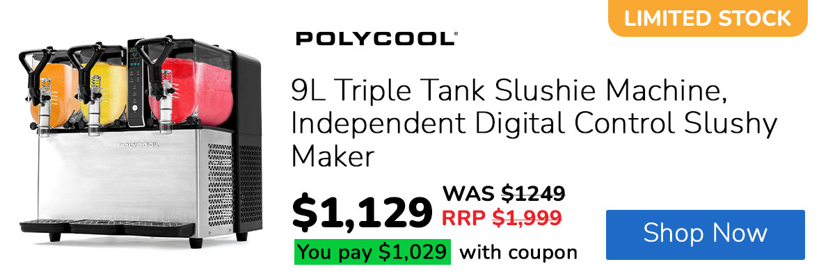 POLYCOOL 9L Triple Tank Slushie Machine, Independent Digital Control Slushy Maker