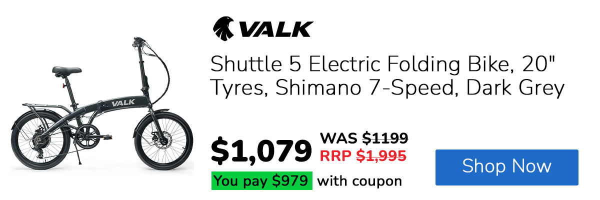 VALK Shuttle 5 Electric Folding Bike, 20" Tyres, Shimano 7-Speed, Dark Grey