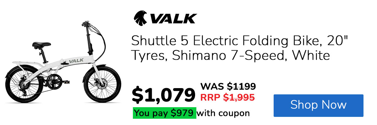VALK Shuttle 5 Electric Folding Bike, 20" Tyres, Shimano 7-Speed, White