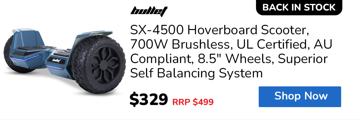 BULLET SX-4500 Hoverboard Scooter, 700W Brushless, UL Certified, AU Compliant, 8.5" Wheels, Superior Self Balancing System, LED Lights, Carry Bag, Navy Blue