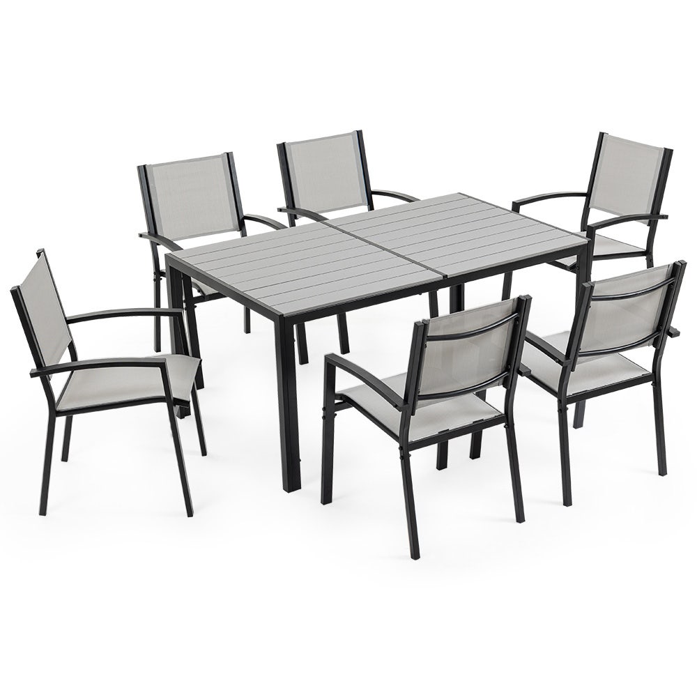 Image of FORTIA 7pc Outdoor Dining Furniture Set, Table and Chairs Setting for Outside