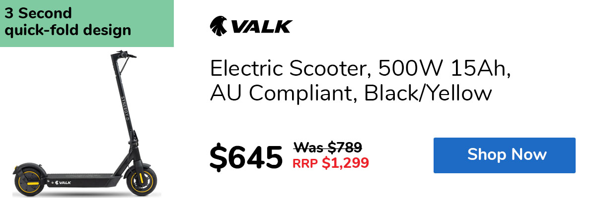 Electric Scooter, 500W 15Ah, AU Compliant, Black/Yellow