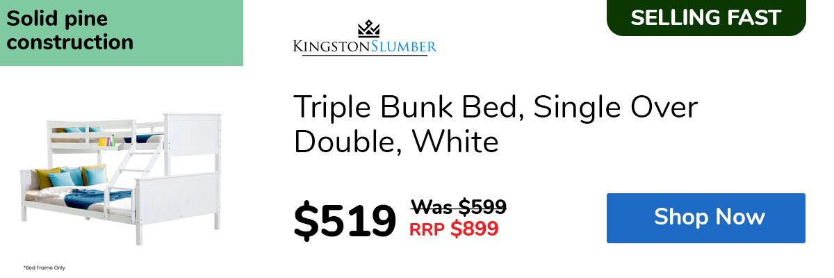 Triple Bunk Bed, Single Over Double, White
