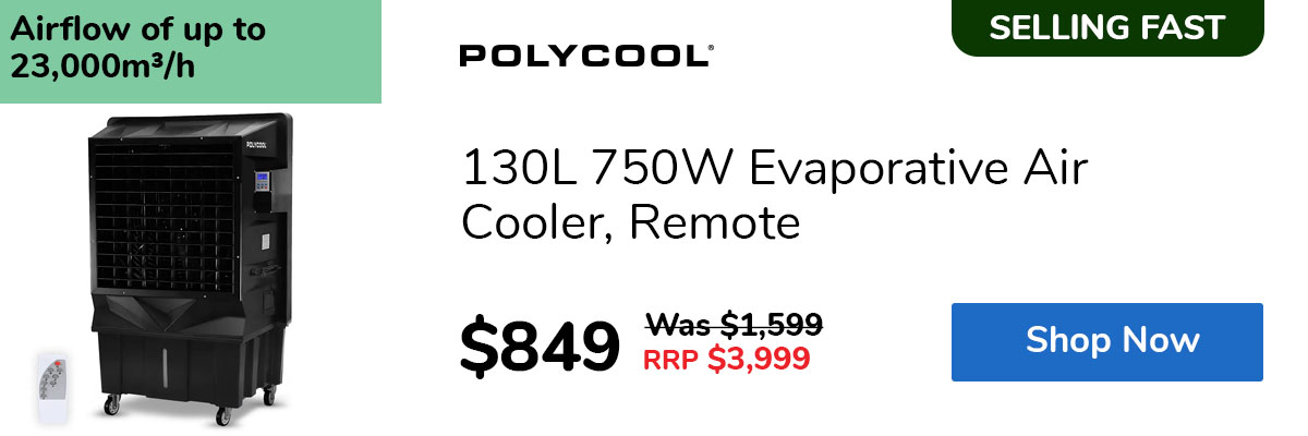 130L 750W Evaporative Air Cooler, Remote
