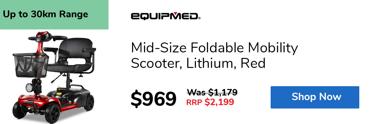 Mid-Size Foldable Mobility Scooter, Lithium, Red
