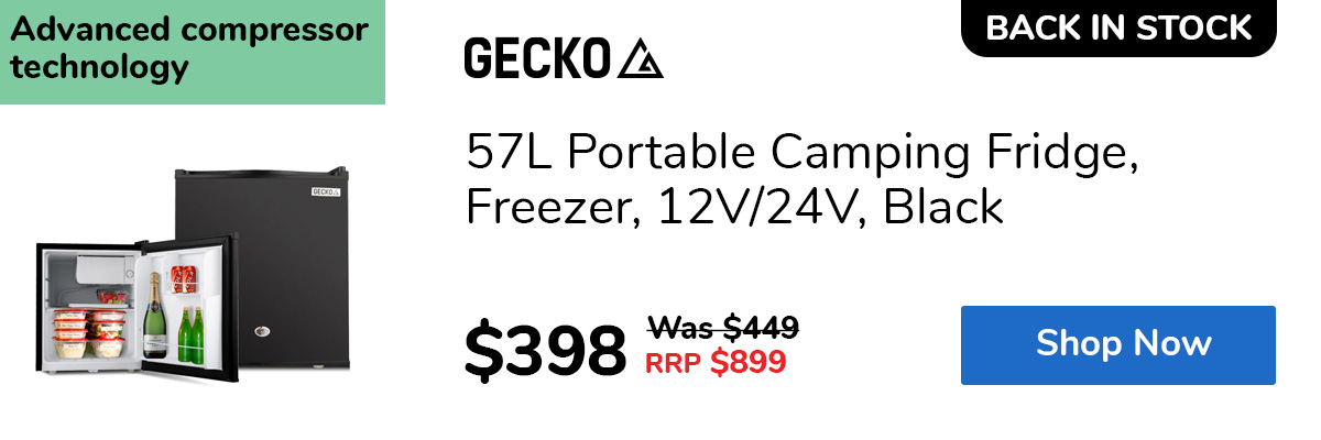 57L Portable Camping Fridge, Freezer, 12V/24V, Black