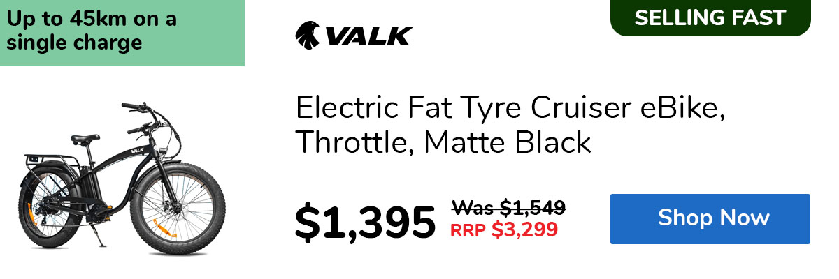 Electric Fat Tyre Cruiser eBike, Throttle, Matte Black