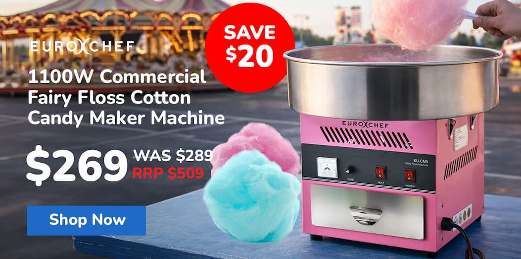 PRE-ORDER EUROCHEF 1100W Commercial Fairy Floss Cotton Candy Maker Machine