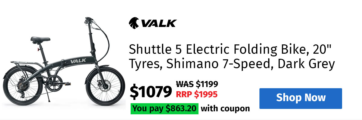 VALK Shuttle 5 Electric Folding Bike, 20" Tyres, Shimano 7-Speed, Dark Grey