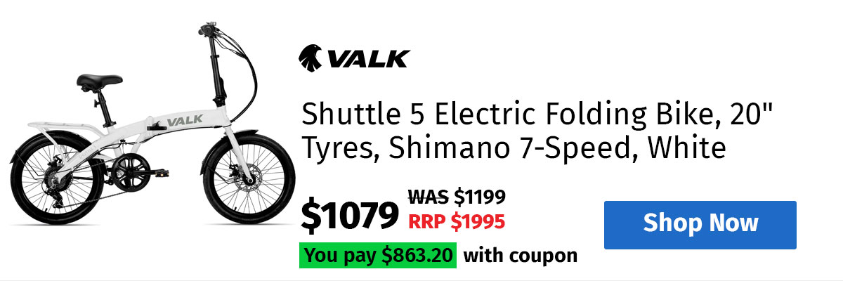 VALK Shuttle 5 Electric Folding Bike, 20" Tyres, Shimano 7-Speed, White